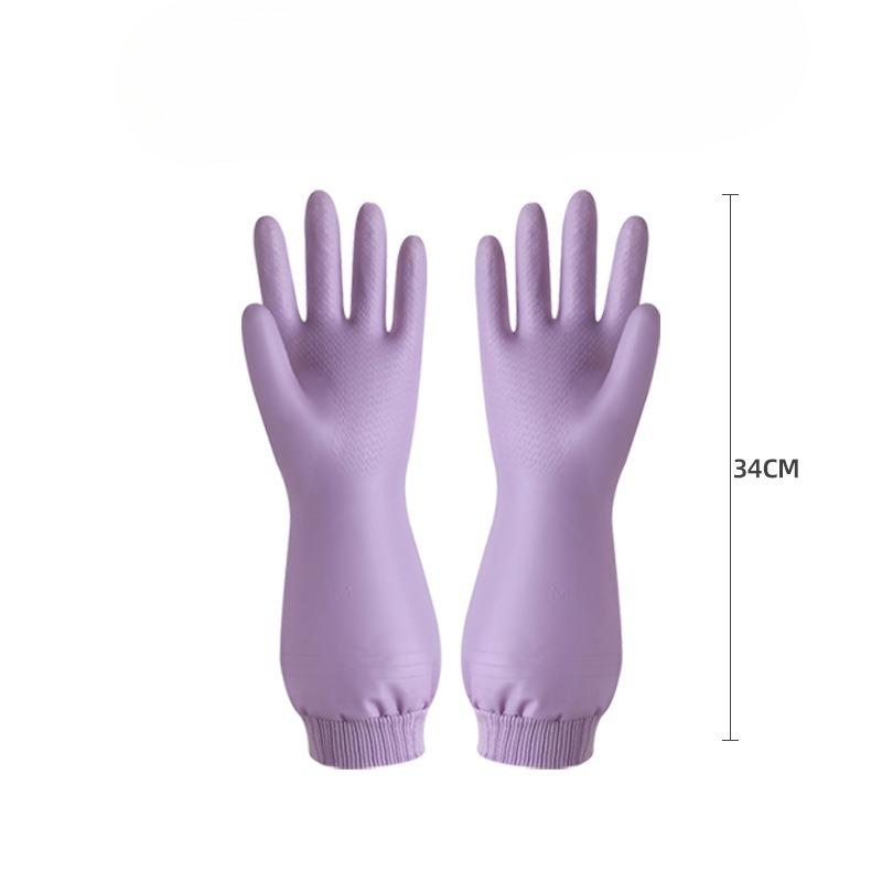 Fleece Gloves, Household Dishwashing Gloves, Kitchen Thickened Waterproof Dishwashing Gloves, One-piece Fleece Anti-slip Laundry Gloves