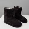 Cowhide version! Snow boots women's 2025 newable Spice Girl wind leopard print round head not tired feet warm flat cotton boots