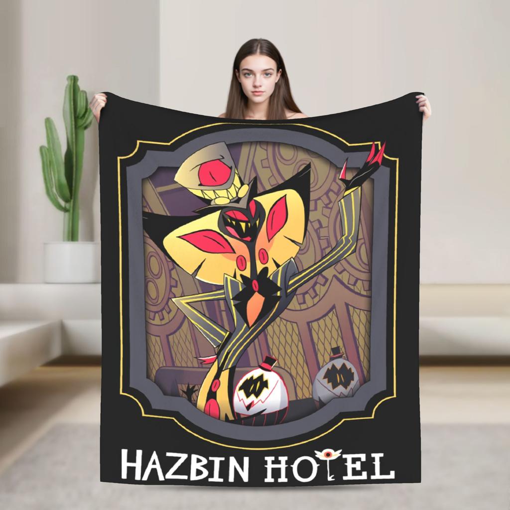 Hazbins Hotels Coperta Peluche Lucifer Biancheria da Letto in Flanella per Studenti Coperte per Arredo Casa Calde Qualità Personalizzata Copriletto Compleanno