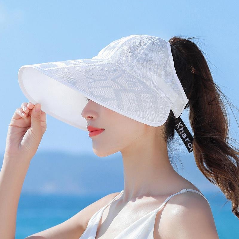 Empty Top Sun Hat for Summer Fashionable and Versatile Large Eave Outdoor Cycling Sun Hat for Women with UV Protection