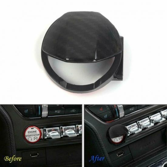 For 2015- Ford Mustang Engine Start/Stop Button Cover Trim Carbon Fiber ABS