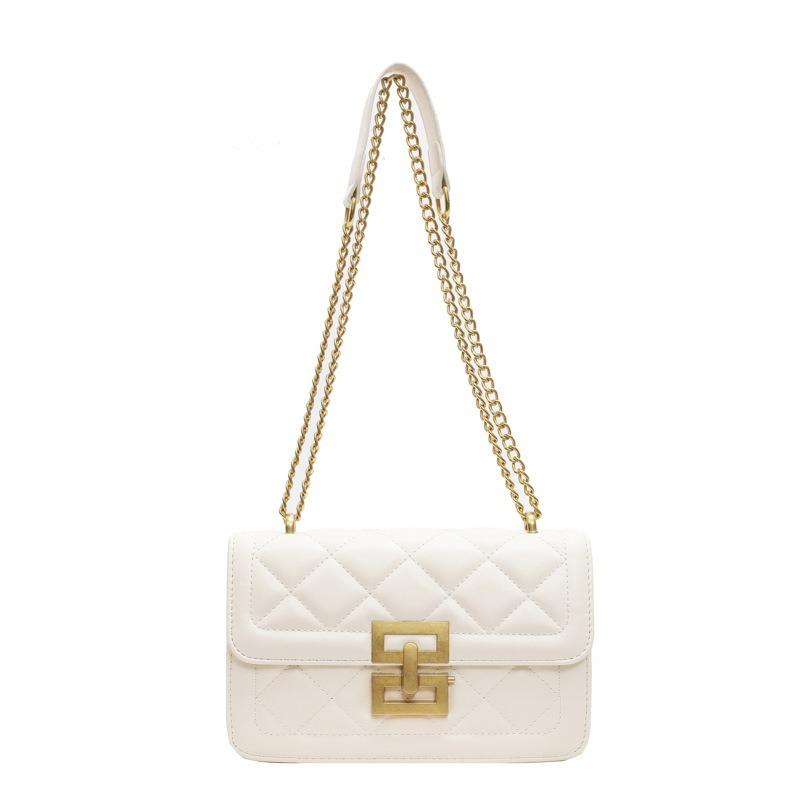 Rhombus Embroidery Thread Underarm Bag New Popular Chain Messenger Bag Women's Bag Autumn and Winter Retro Shoulder Small Square Bag