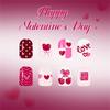 48Pcs False Nail Pink Heart Cherries Blossom Glitters Pattern Romantics Theme Easy To Apply for Parties Daily Use