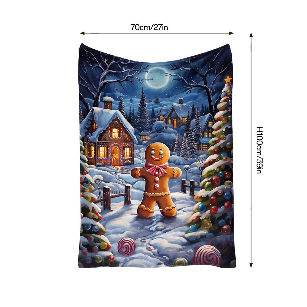 Tuniu Cute Gingerbread Man Christmas Blanket for Sofa Bed Living Room Decoration Gift