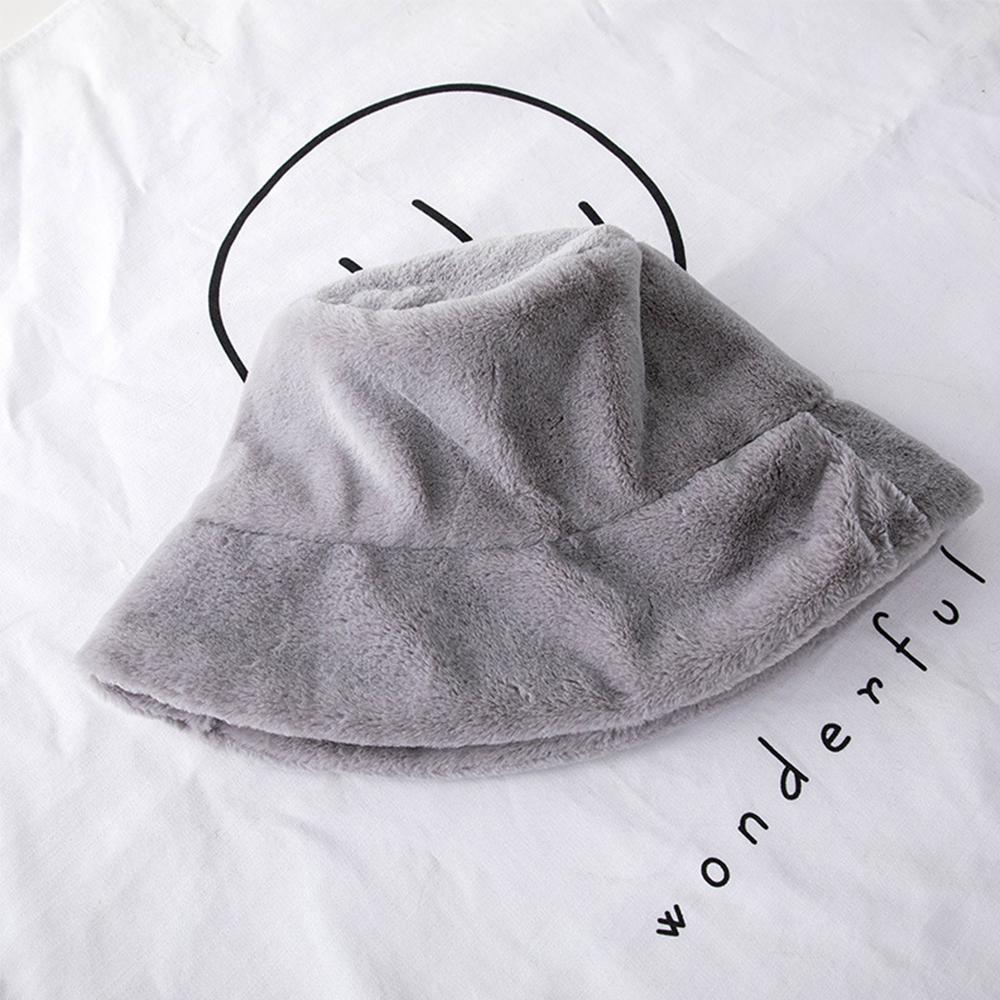 Sweet Ladies Winter Soft Outdoor Warmer Faux Fur Rabbit Warm Hat Fishing Cap Bucket Hat