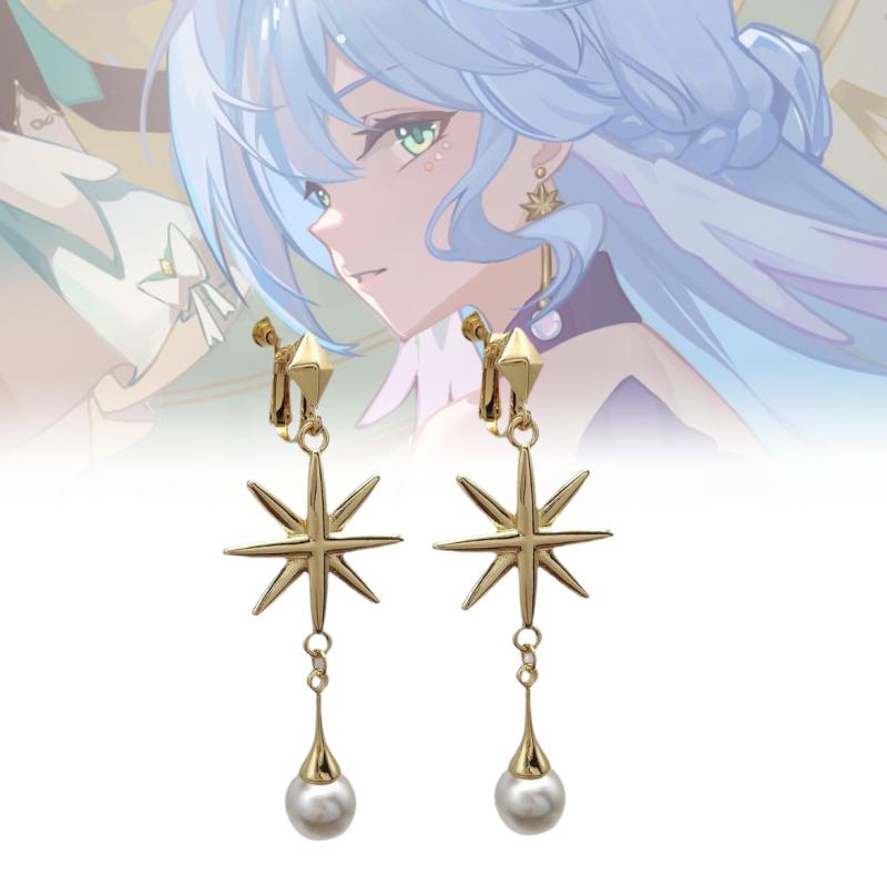 Star Rail Honkai Robin Earrings Ear Clips Cosplay Alloy Accessories Anime Cos