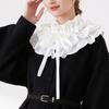 Elegant Gothic Victorian Layered Ruffle False Collar Choker with Ties for Women and Girls Detachable Pleated Shawl Cape