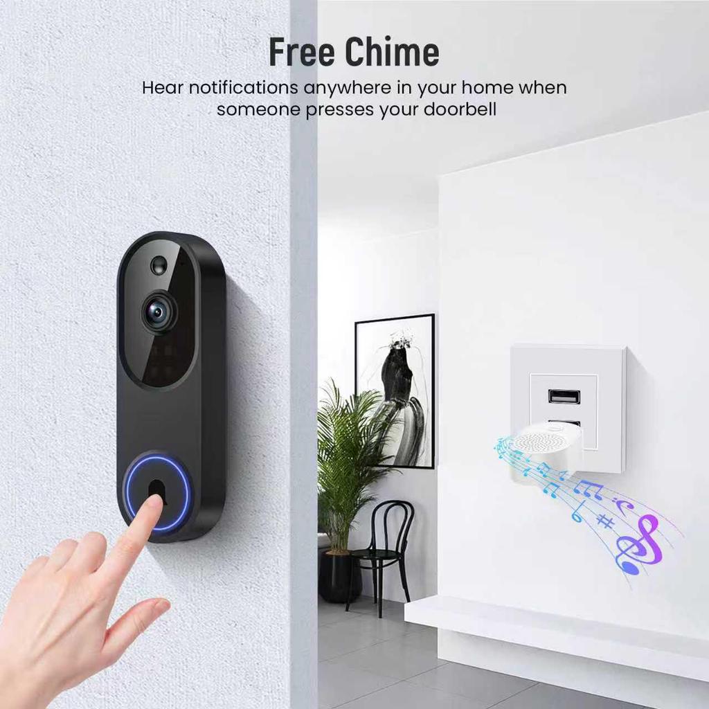 Smart Wireless Video Doorbell with Remote Intercom for Home Security