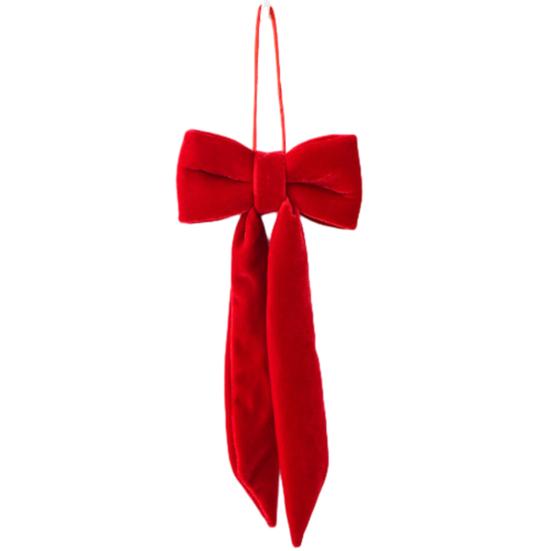 Hanging Ribbon Ornaments Velvet Bow Christmas Decoration, Soft Plush Xmas Tree New Year Decorative Bows Ornament for DIY Wall, Mirror, Wreath,