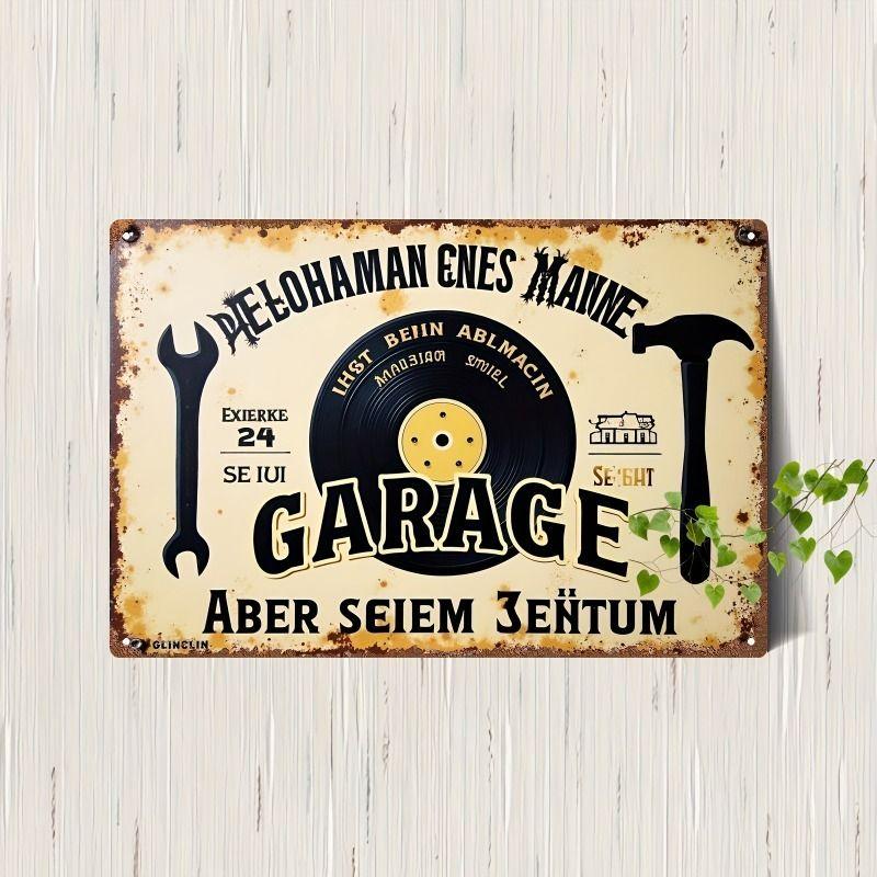 Vintage Garden Tools Metal Painting for Balcony Garage & Garden Decor