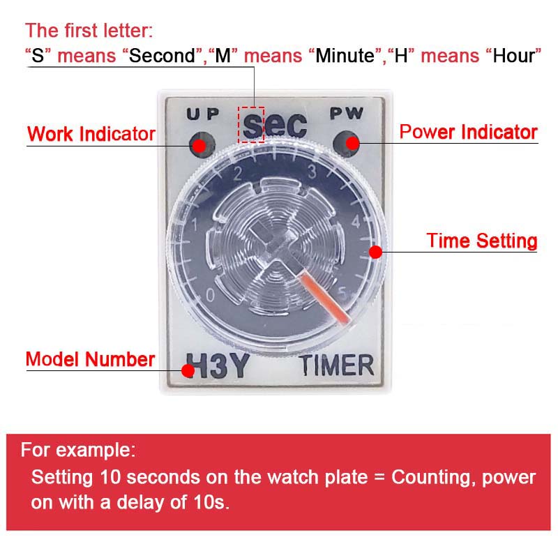 1 Pc H3Y-4 Small Time Delay Relay DC12 24V 14Pin Electricity Delay Type Power-on Delay Rotary Knob 1S/5S/10S/30S/60S/5M/10M/30M Relays 5