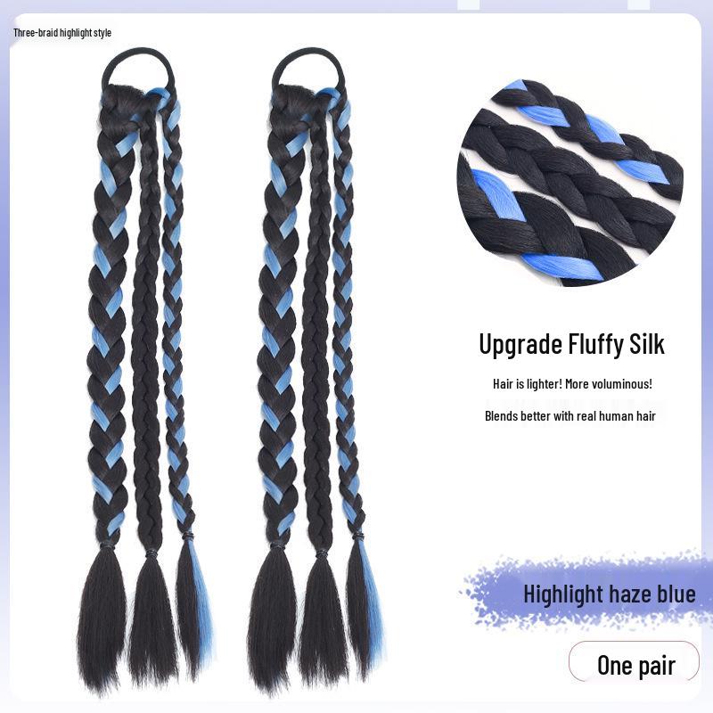 Women's Highlighted Bubble Boxer Braids Wig - Three-Strand Pigtails