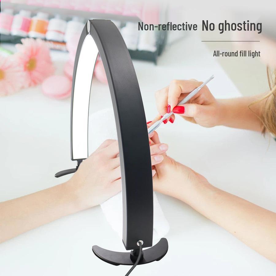 29" Foldable Half-Moon Beauty Lamp for Eyebrow & Eyelash Tattooing, U-Shaped Fill Light for Nail Art