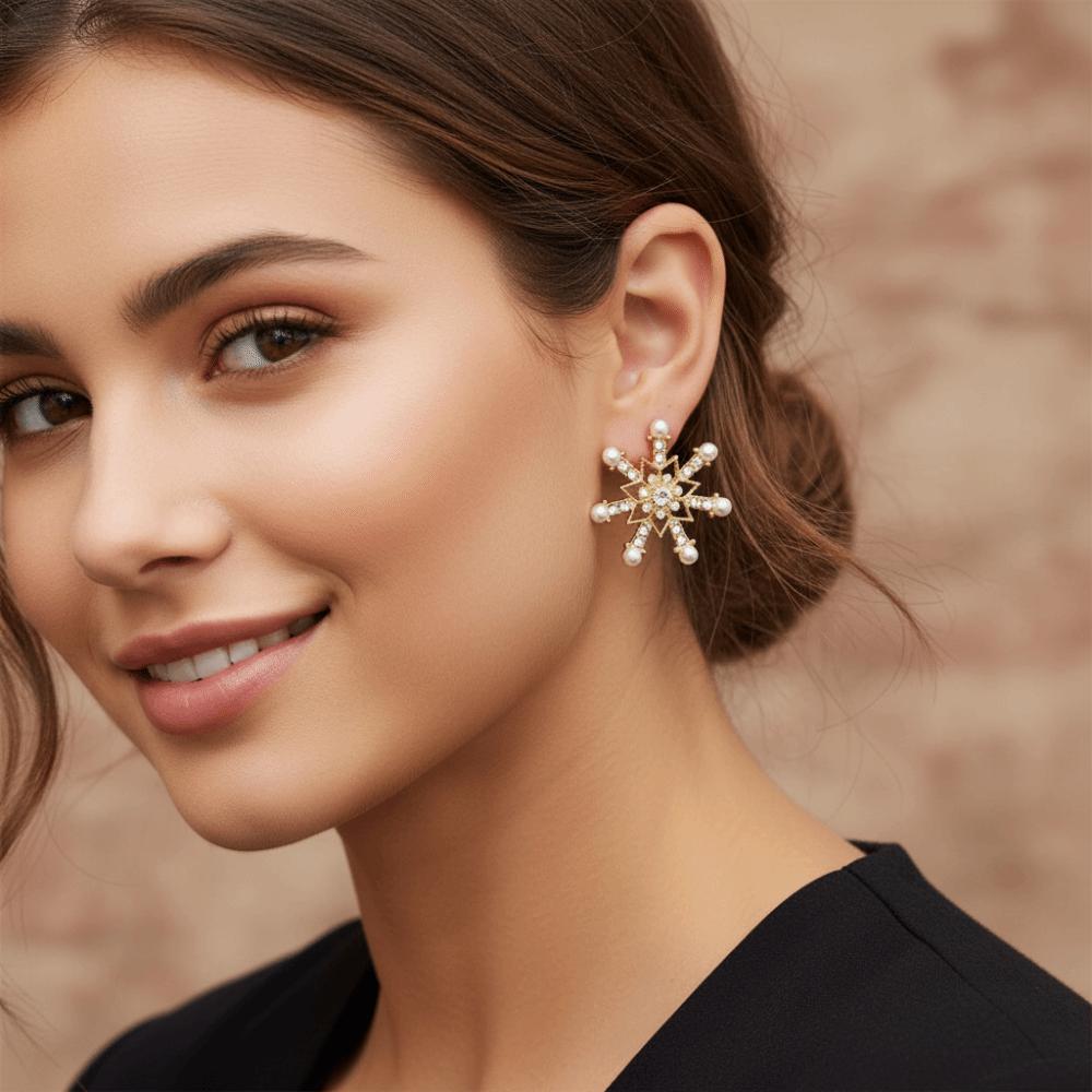 Sparking Zircon Earrings Luxury Christmas Earrings Elegant Xmas Earrings  Women Gift