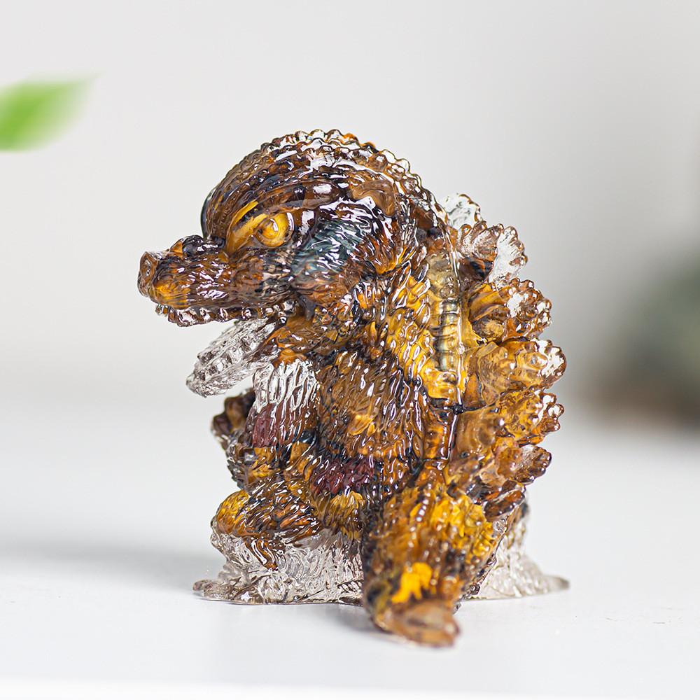 Godzilla Resin Crystal Figurine With Natural Gemstone For Home Decor And Giftgiving