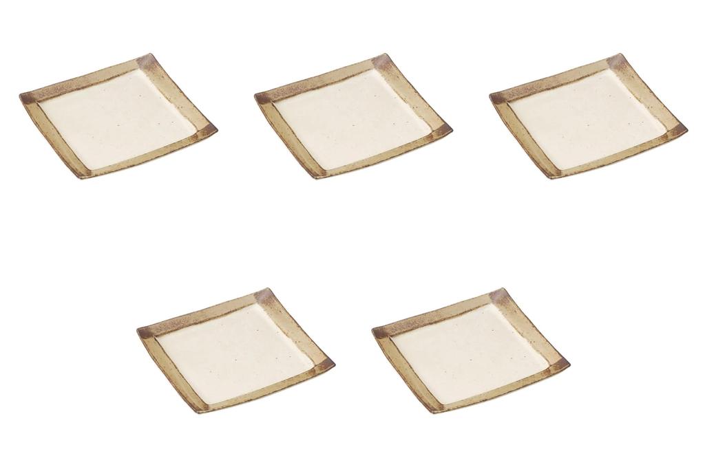 Set of 5 Rusted Serving Plates x x 3 Large Square Plates by Setomonohonpo Square-Rimmed [24.7 23.2 cm]