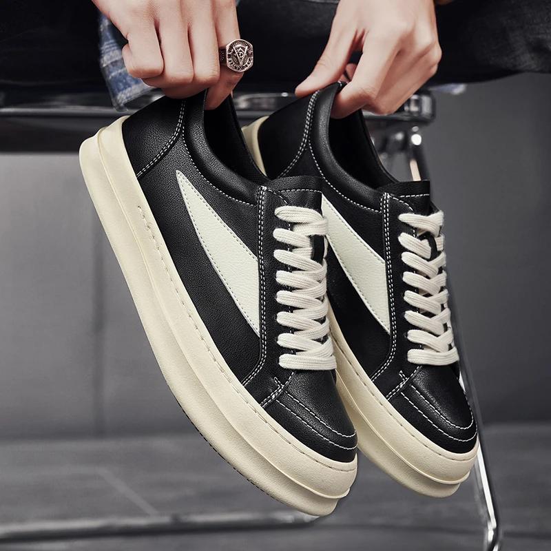 New Men's Casual Leather Versatile Sneakers High Quality Outdoor Non-Slip Board Shoes Classic Fashion Flat Designer Shoes