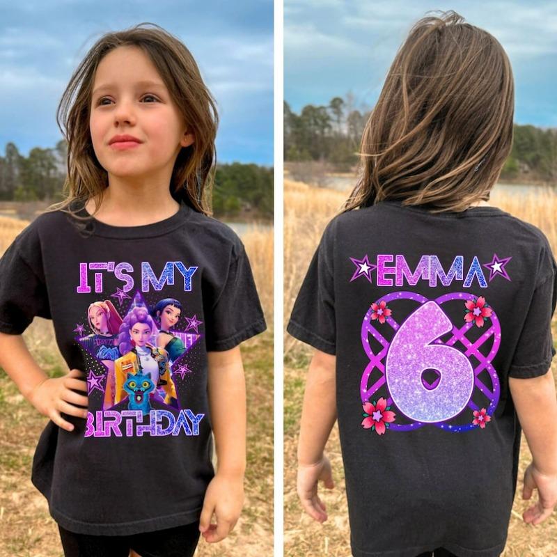 3-9 År Födelsedagsflickor Pojkar Tecknat Tryck T-shirt K-Pop Demonjägare Söta Barnkläder Barn T-shirts