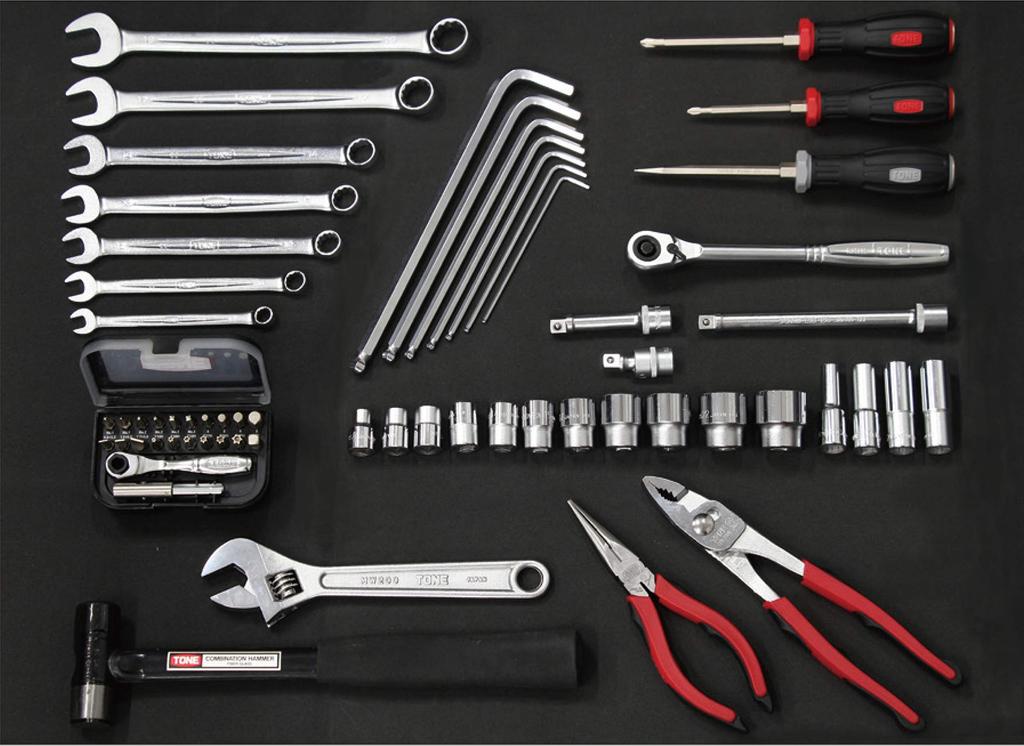 TONE K600 Kombinationswerkzeugsatz Set, 9,5 mm (3/8 ") Antrieb, Rot, 63-teilig