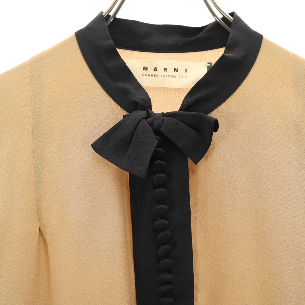 MARNI Portuguese Silk Short sleeve blouse 38 Brown pullover Women Used