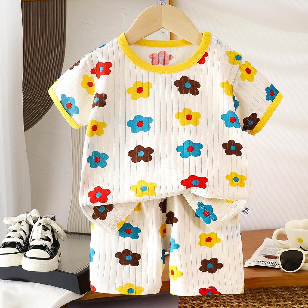 Kids' Cotton Short-Sleeved Set: Korean Style Summer Two-Piece for Girls and Boys