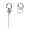 Ladies' Crystal Earrings with A Metallic Texture and Bird-shaped Hooks. They Are Asymmetrical Simple Perfect Parties Gifts.