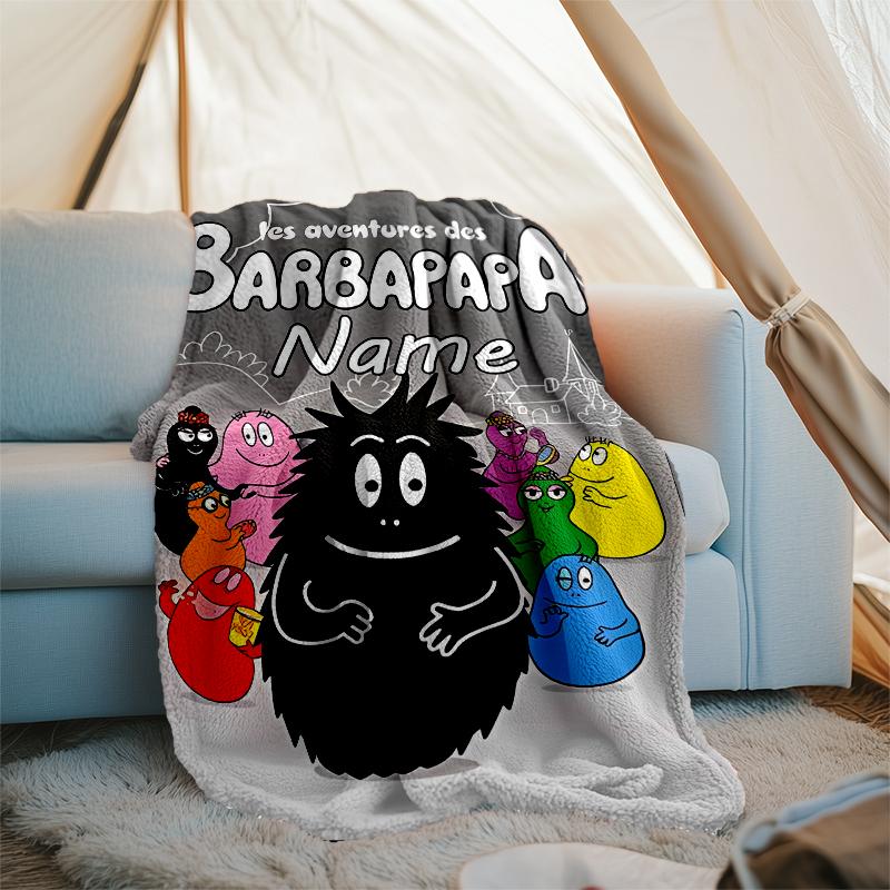 Personalized Custom Name Blanket - Barbapapa Print Design,Blanket for Sofa,Bed,Travel,Camping - Soft and Warm, Great Gift