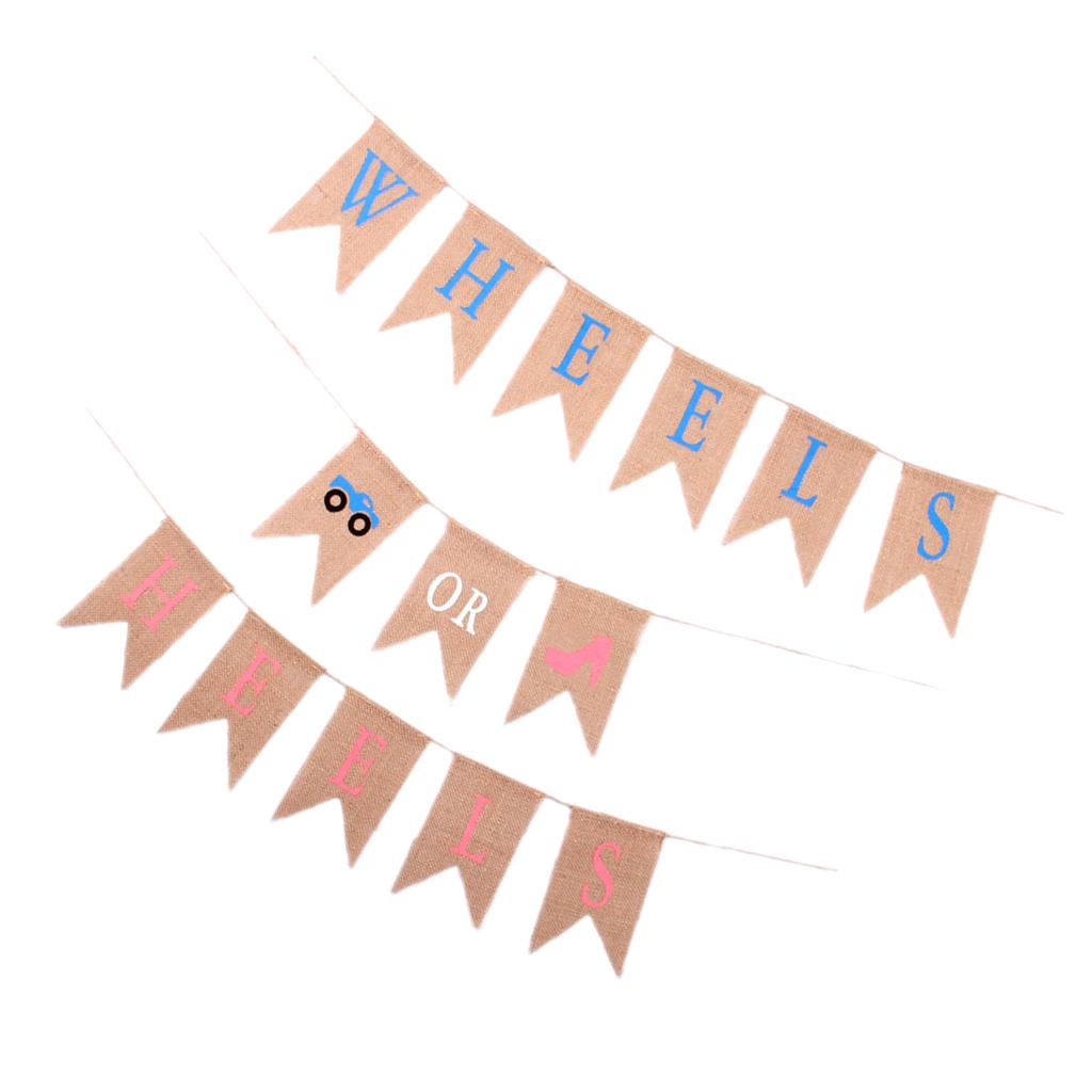 Rustic Wheels Or Heels Jute Hessian Burlap Bunting Chic Party Banner Decor Rustic Wheels Or Heels Jute Hessian Burlap Bunting Chic Party Banner Decor