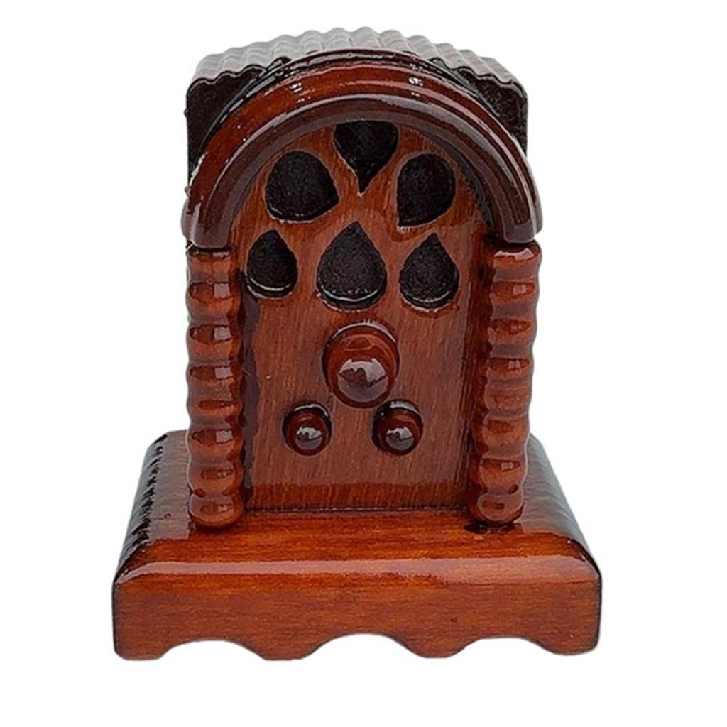 Antique 1/12 Scale Wood Miniature Radio Model Figure For Dollhouse Scene Decoration And Collectible Room Display