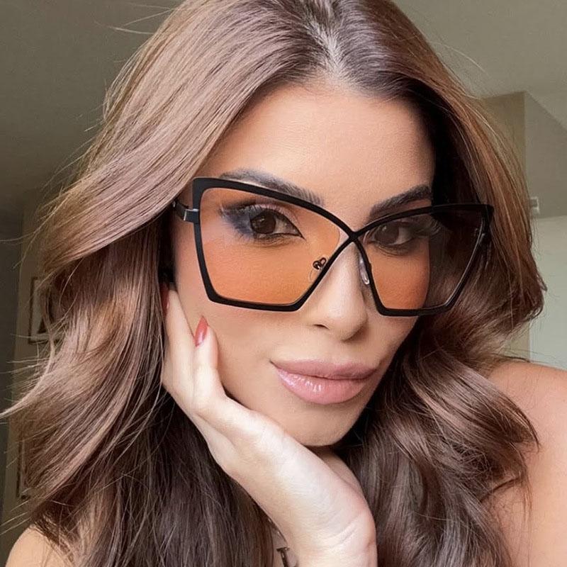 Butterfly X Metal Vintage Big Sunglasses Women Luxury Brand Designer Sun Glasses Popular Outdoor Travel Oversized Eyeglasses UV