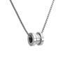 Stainless Steel Double Ring Pendant Necklace Men Hip Hop Style Long Chain With Crystal Charm Geometric Design
