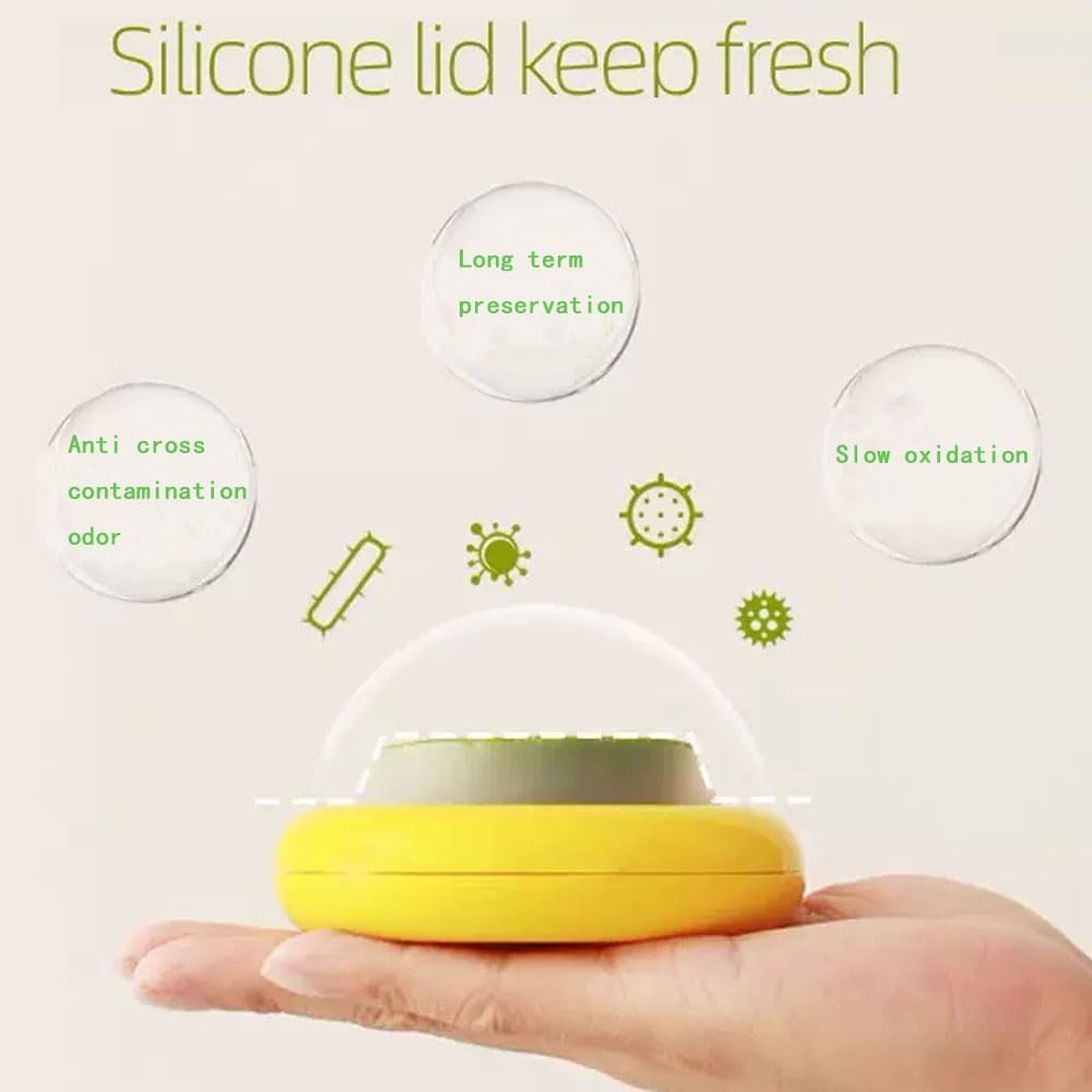 4PCs Silicone film cover+ABS Fruit and Vegetable Storage Containers Set for Fridge, Onion Storage Container, Avocado keeper,Tomato Saver,and Lemon