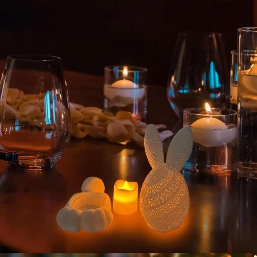 Cartoon 3D Printing Easter Rabbit Hollow Out Egg Candle Holder  Easter Decoration