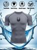 Mens White Compression Short Sleeve T-Shirt Black Small Skull Graphic Quick Dry Breathable High Elasticity Gym And Running Athletic Top