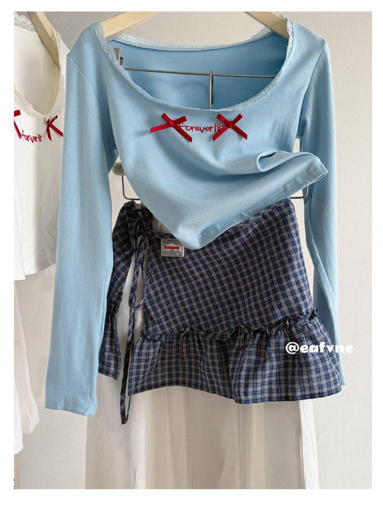 Korean Academy Style Plaid Ruffled High Waist Skirt