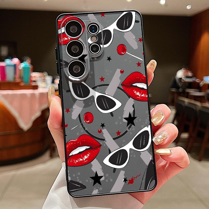 

Fashion Kiss Lips Pattern Case For Samsung S26 Edge S25 FE S24 Plus S23 S22 Ultra A15 A16 A17 A35 A36 A37 A54 A55 A56 A57 5G Magnetic Matte Cover Samsung A16 5G
