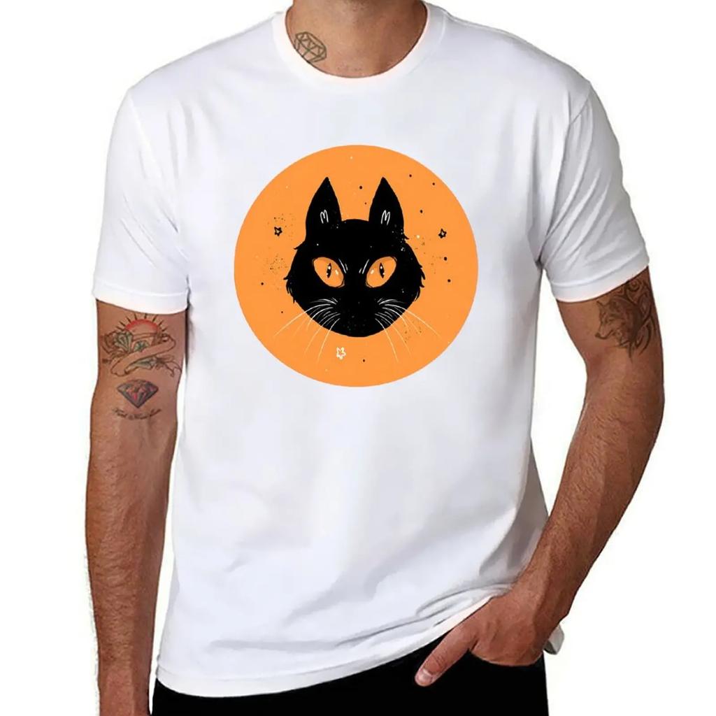 Black Cat T-Shirt Anime Clothes Blacks Plain White T Shirts Men