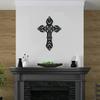 Dekoratives Kreuz aus Metall (15" x 10") - Christliches religiöses Kruzifix, Wandaufkleber, Wandkunst zum Aufhängen und elegantes Kunstwerk als Dekoration