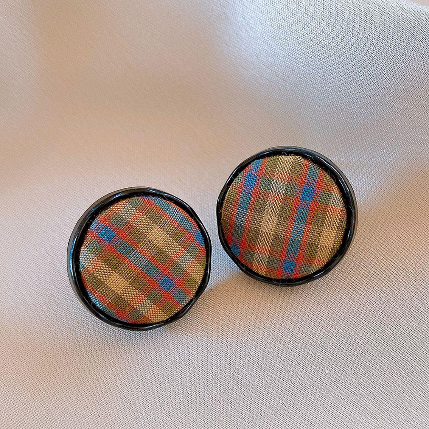 

Осінньо-зимові тканинні сережки-ґудзики в клітинку, сережки, модні персоналізовані сережки, жіночі оптом