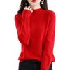 TIFICY Women's Fashion Casual Fall Winter Solid Color Print Long Sleeve Half Turtleneck Tops Women's Clothing Woolen Knitwear Sweaters