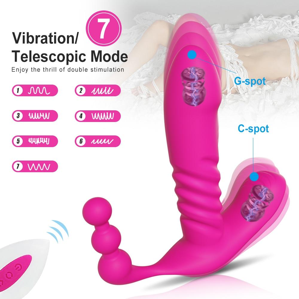 Bezdrátové dálkové nošení G Spot Dildo Stimulátor klitorisu, vaginální anální vibrátor, sexuální hračky pro ženy