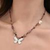 Korean Exquisite Retro Flower Love Heart Beaded Necklace For Women Personality Simple Cool Clavicle Chain Fashion Y2K Jewelry