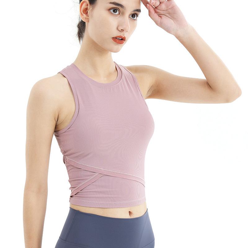 

Женский быстросохнущий дышащий жилет для йоги с ударопрочной грудной вставкой - Облегающий нейлоновый фитнес-топ без рукавов Extra Large