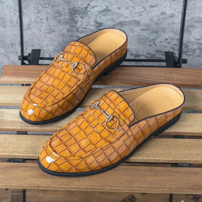 

Новые черные летние мужские сандалии с коричневым каменным узором, мокасины с круглым носком, мужская обувь ручной работы, размер 38-47 47 жёлтый