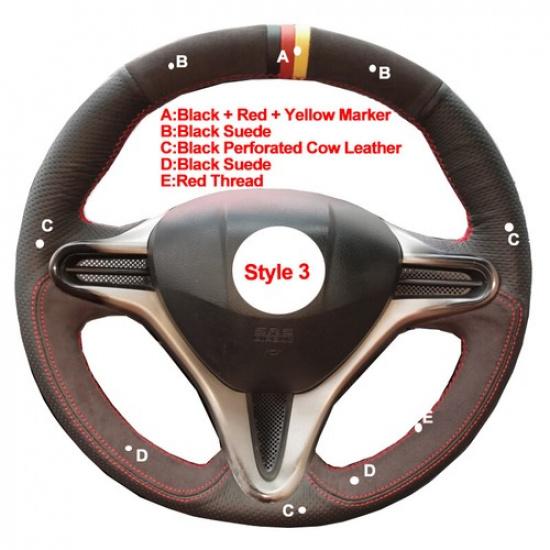DIY Hand Sew Car Steering Wheel Cover For Honda Civic Civic 8 2006-2011 3-Spoke