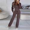 Women's Casual Tracksuit Set Long Sleeve Hoodie High Waist Wide Leg Pants Two Piece Outfit
