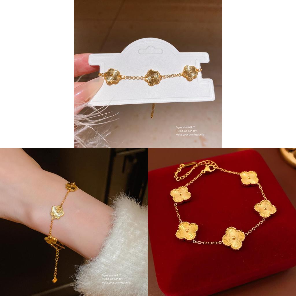 New Chinese Style Titanium Steel Flower Bracelet With Dshaped Pattern For Women