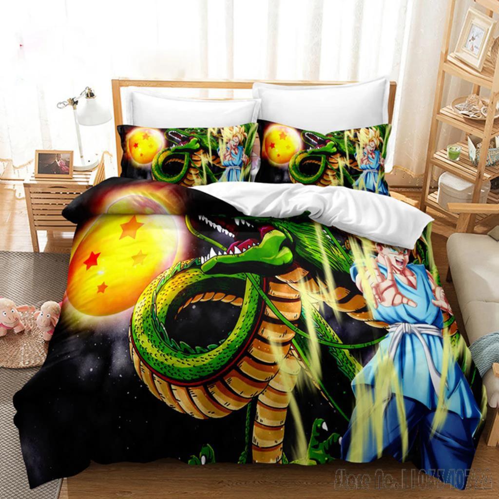 Japanese Anime Dragon Ball Duvet Cover Goku Bedding Sets For Boys Kids Teens Quilt Cover Pillowcases Children Christmas Gift