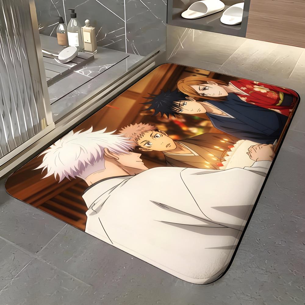 Anime J-Jujutsu Kaisen Floor Mat Soft Flannel Entrance Door Mat Non Slip Absorbent Bathroom Bedroom Floor Rug