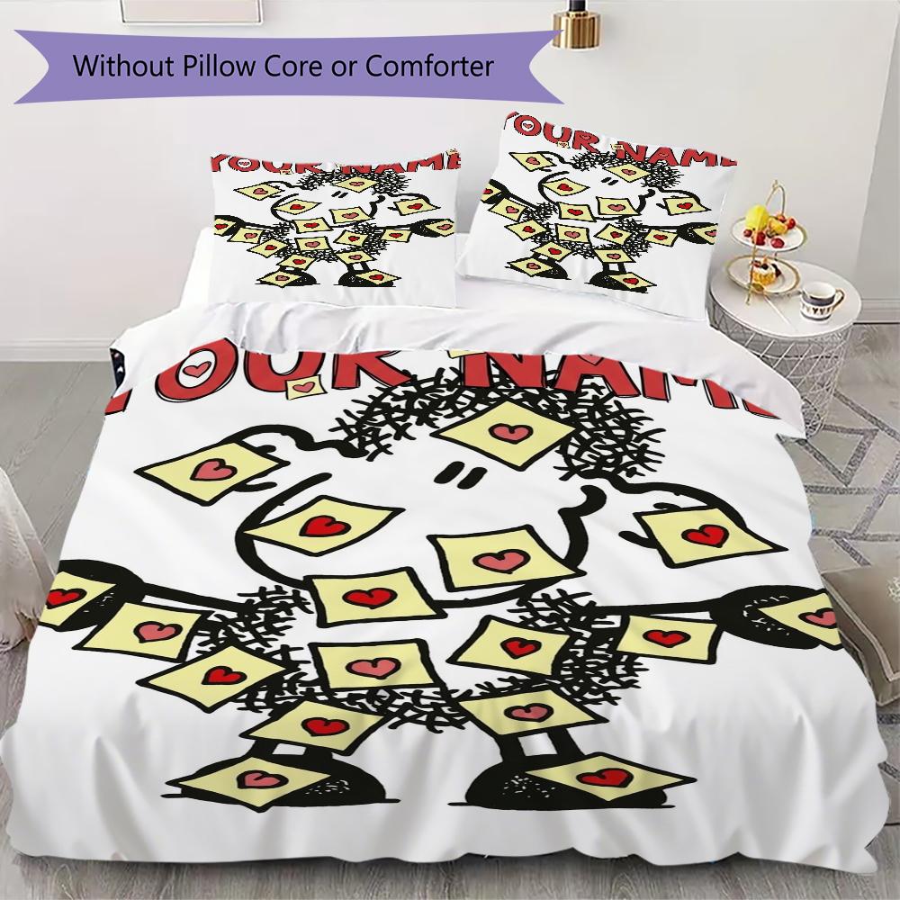 Custom Name Sheepworld Pattern Bedding Uilt Set Uilt Cover Pillowcase Home Decoration Birthday Gift (1*duvet Cover+2*pillowcase Without Core)